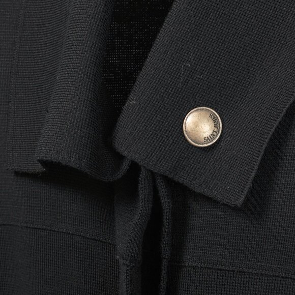 Saint James Black Wool Collared Cardigan - Picture 8 of 12